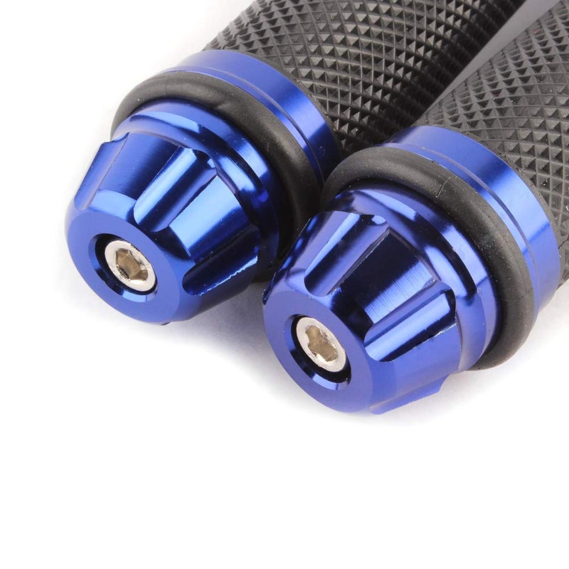 MISS MOLY 7/8" Motorcycle Hand Grips with Bar End Cap, Racing CNC Aluminum & Soft Rubber Handlebar Universal Compatible with Honda CBR1000RR Suzuki GSXR 600 750(Blue) - Image 5
